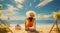 Tropical Serenity: Woman Relaxing in a Sunhat on a Blissful Beach Getaway