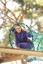 Woman in adventure park Royalty Free Stock Photo