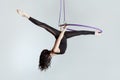 Woman aerial acrobat on the ring. Royalty Free Stock Photo