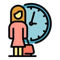 Woman in aeroport icon color outline vector Royalty Free Stock Photo