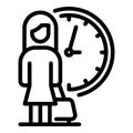 Woman in aeroport icon, outline style