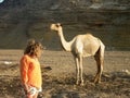 Woman and African camel