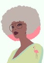 Illustration of Woman with afro and dark skin. afro American girl. make up black girl . black girl