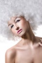 Woman in afro wig Royalty Free Stock Photo