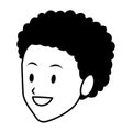 Woman afroamerican smiling only face black and white