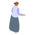 Woman aikido training icon isometric vector. Warrior workout