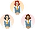 Woman in air hostess uniform support expert Royalty Free Stock Photo