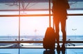 Woman airport with suitcase concept Royalty Free Stock Photo