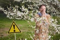 Woman allergic suffering from seasonal allergy at spring. Royalty Free Stock Photo