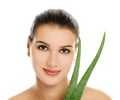 Woman with aloe vera