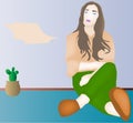 Illustration of a woman alone in an apartment