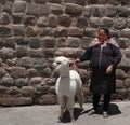 Woman with an alpaca in the Plaza Cusco Peru