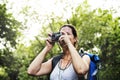 Woman with an analog camera