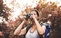 Woman with an analog camera