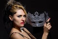 Woman with ancient style mask Royalty Free Stock Photo