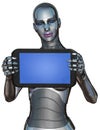 Woman Android Robot Computer Tablet Isolated Royalty Free Stock Photo