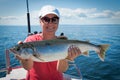 Woman angler with arctic char