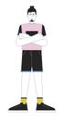 Woman angry arms crossed line cartoon flat illustration