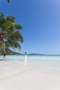 Woman at Anse Volbert, Seychelles Royalty Free Stock Photo