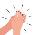 Woman applause for appreciation, flat style. Hands claping, cheer expression. Vector illustration