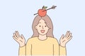 Woman with apple pierced with arrow