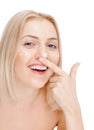 Woman applying face cream Royalty Free Stock Photo