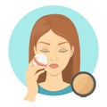 Woman applying face powder for perfect makeup