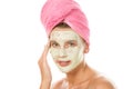 Woman applying facial cream Royalty Free Stock Photo