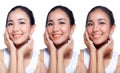 Woman applying skin white by step beauty concept.