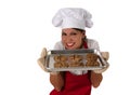 Woman in Apron Baking Cookies