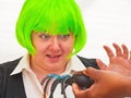 Woman with arachnophobia