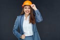 woman architect builder wearing gray business suit look successful and confident Royalty Free Stock Photo