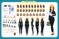 Woman architect in business suit and protective helmet. Character creation set.