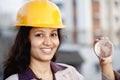 Woman architect holding a glass globe Royalty Free Stock Photo