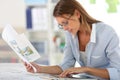 Woman architect working on project Royalty Free Stock Photo