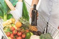 Woman arm laying purchase to vegetables Royalty Free Stock Photo