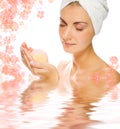 Woman with aroma bath ball Royalty Free Stock Photo