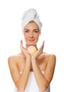 Woman with aroma bath ball Royalty Free Stock Photo
