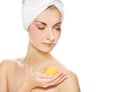 Woman with aroma bath ball