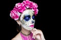 Woman art make up Scary skull Royalty Free Stock Photo