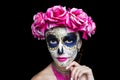 Woman art make up Scary skull Royalty Free Stock Photo