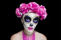 Woman art make up Scary skull Royalty Free Stock Photo