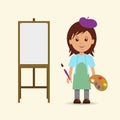Woman artist and easel.