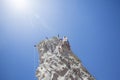 Woman ascending an outdoor Rock Climbing Wall Royalty Free Stock Photo