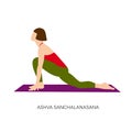 Woman in Ashva Sanchalanasana or Rider pose.