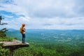 Woman asians travel relax in the holiday. is on the cliff