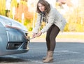 Woman assembling towing hook