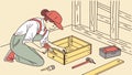 Woman Assembling a Wooden Box with Tools, vector design Generative AI Royalty Free Stock Photo