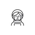 Woman astronaut avatar character line icon