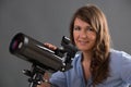 Woman with astronomical telescope Royalty Free Stock Photo